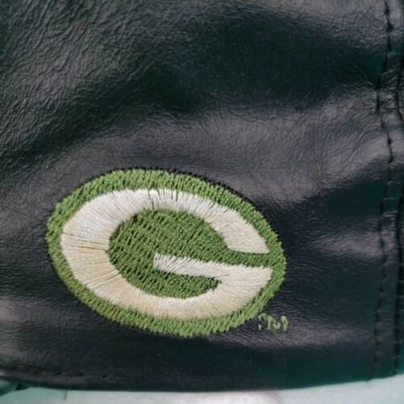 Green Bay Packers Hat Vintage 90s Genuine Leather Snapback Cap USA - Picture 6 of 11